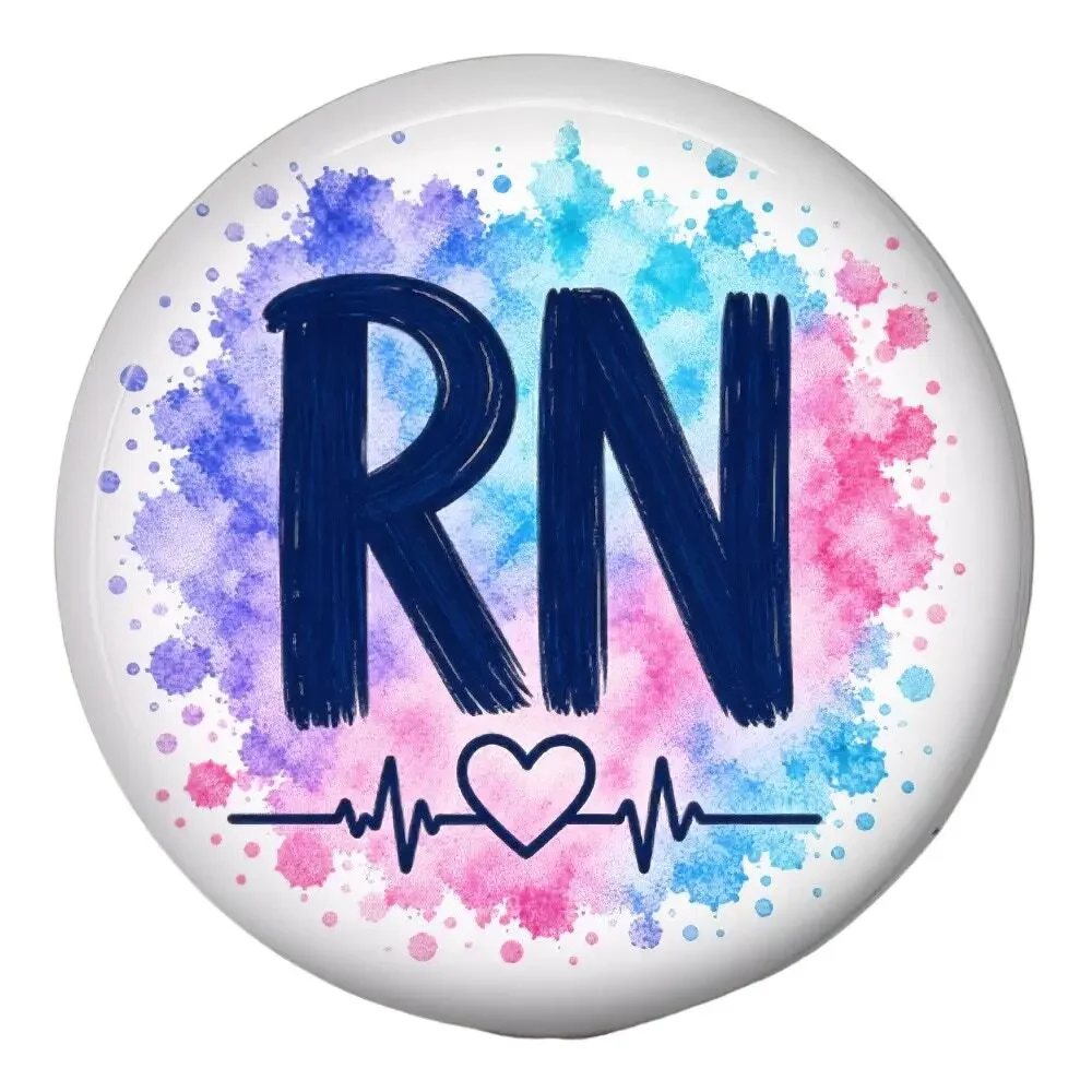RN Badge Reel Registered Nurse Heartbeat Retractable ID Holder Nursing Nurse